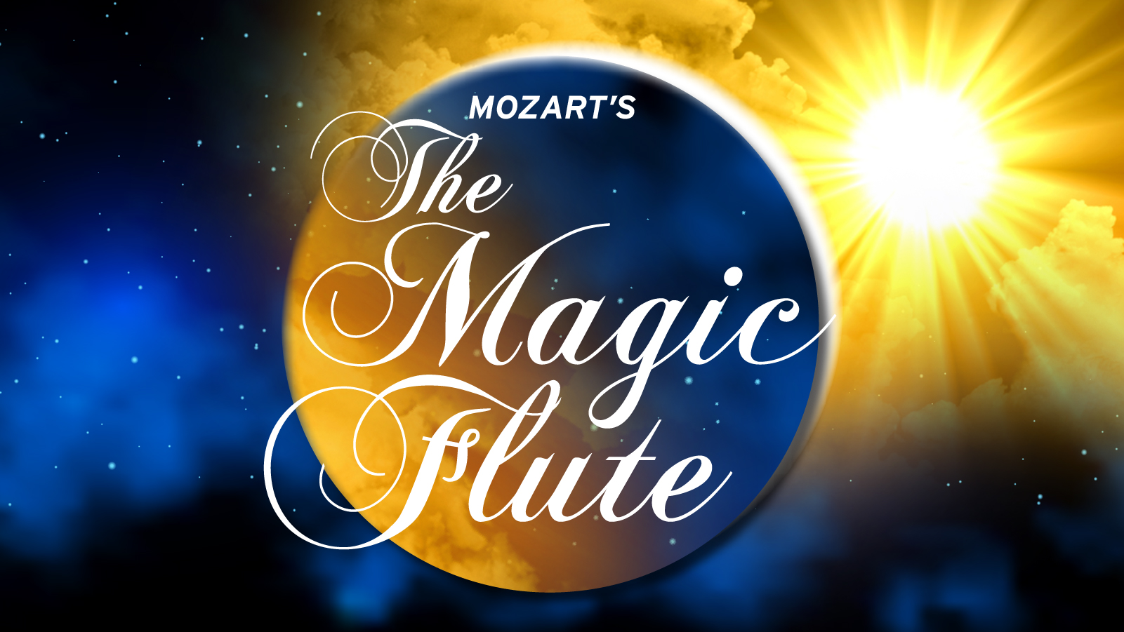  Graphic art depicting a solar eclipse with the text "The Magic Flute."