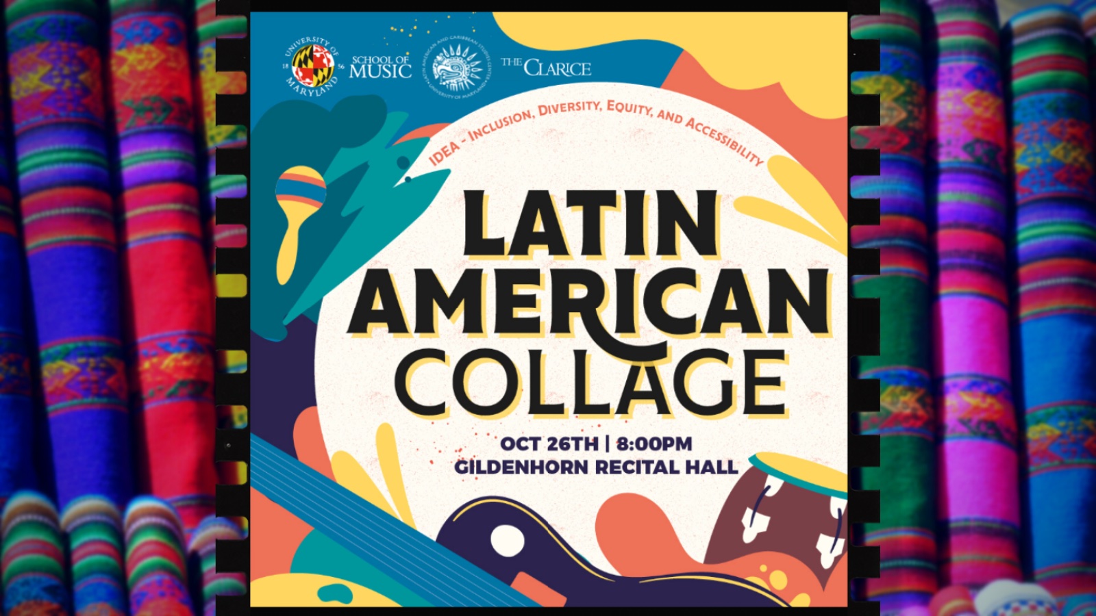 A colorful graphic with the Latin American Collage title.