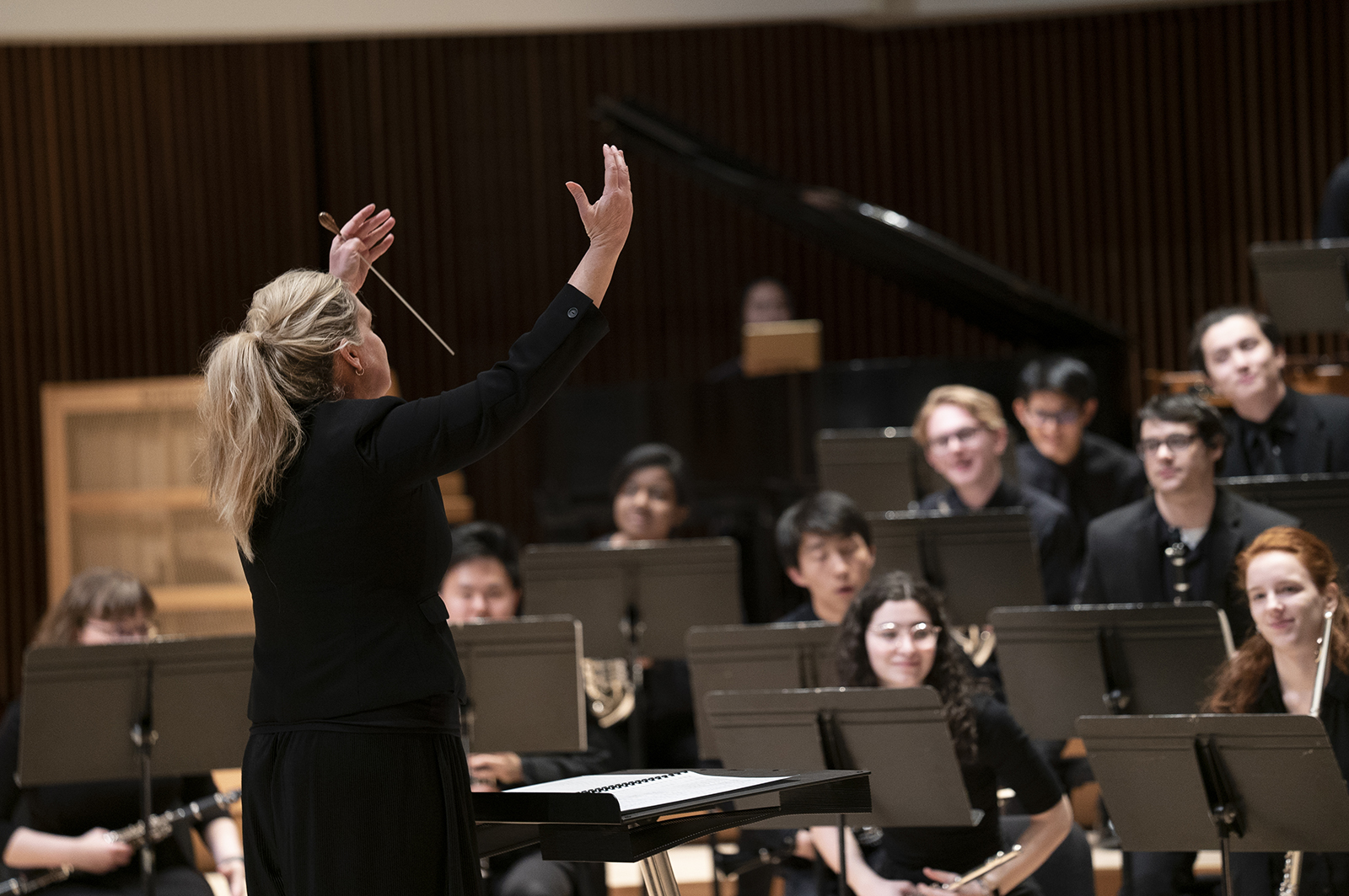 Andrea Brown conducts the UMD Wind Ensemble.