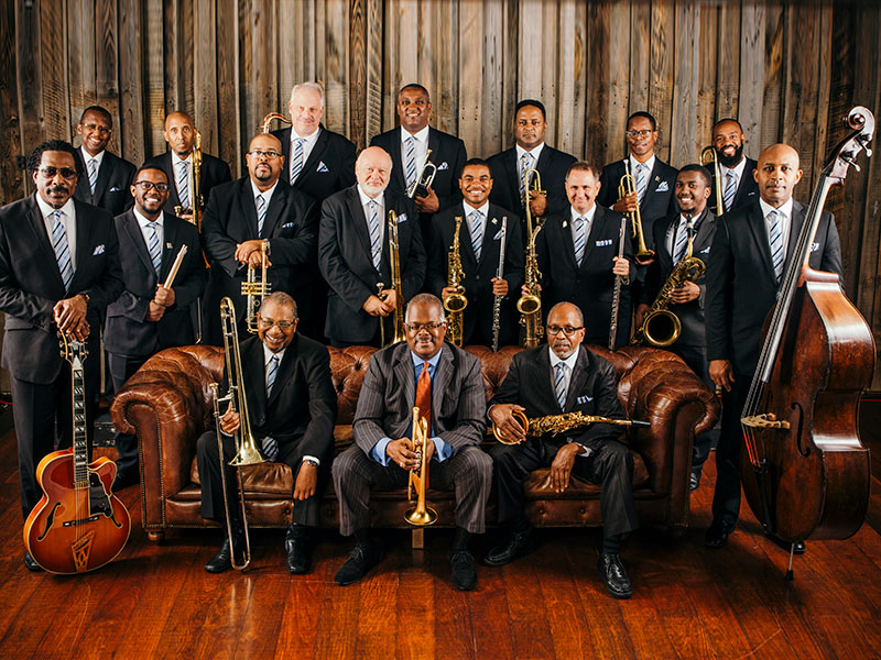 The Count Basie Orchestra with their instruments