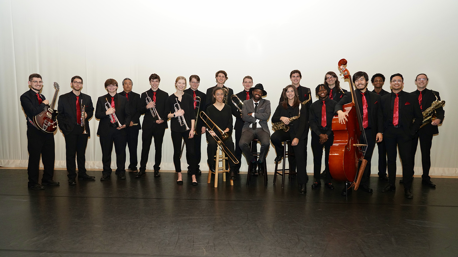 University of Maryland Jazz Students with their instruments.