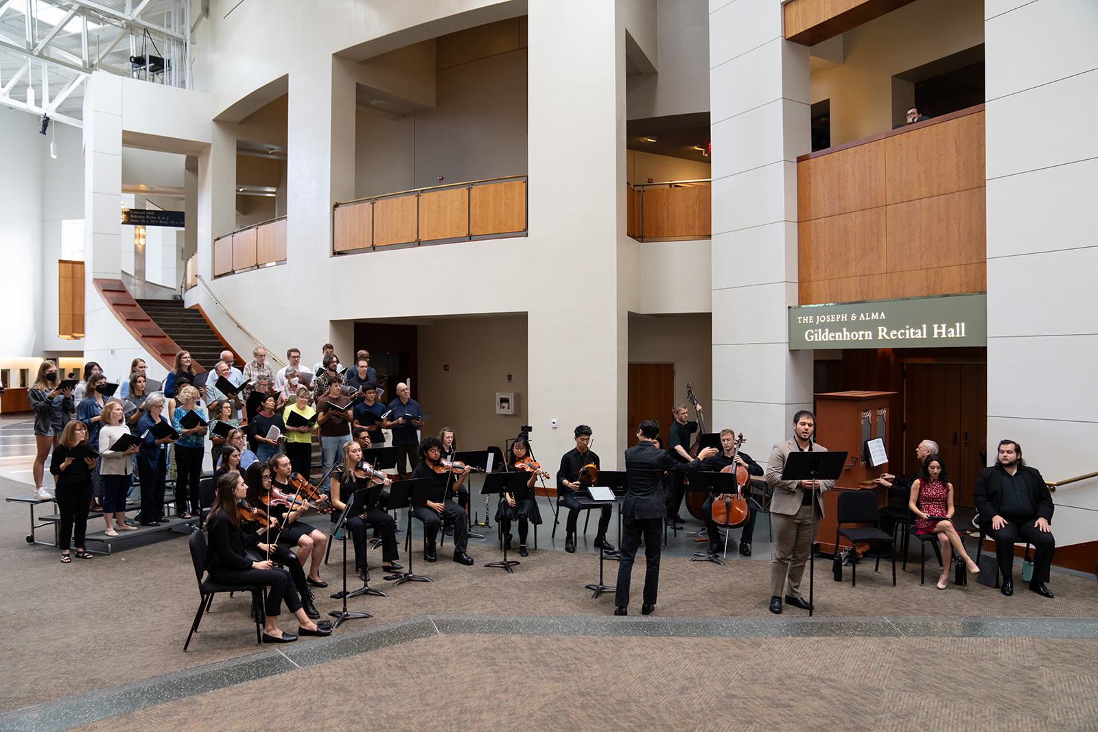 Choral students perform in The Clarice's Grand Pavilion.